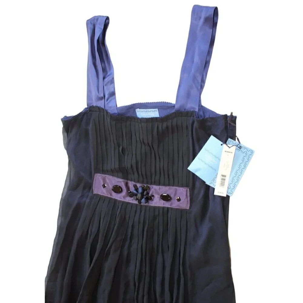 NWT Vera Wang 100% silk purple Mini dress rhinestones Size 8 cocktail